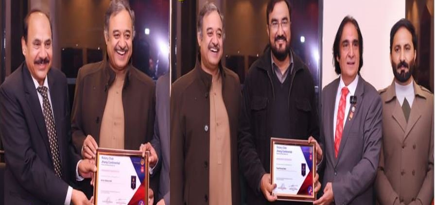روٹری کلب کانٹینٹل کی جانب سے الخدمت فاؤنڈیشن کے چیئرمین اظہرعباس عادل اور ضلعی صدر طارق فاروق صابری کے لئے لائف ٹائم ایچیویمنٹ ایوارڈ