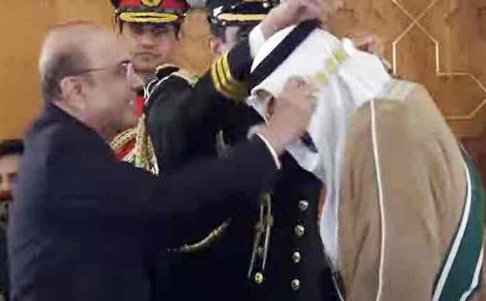 ولی عہد ابوظہبی کی ایوان صدر آمد، نشان پاکستان ایوارڈ سے نوازا گیا