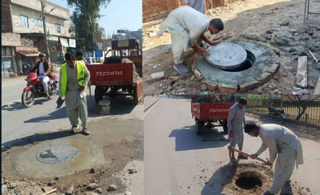 میونسپل کمیٹی جھنگ کی جانب سے ٹوٹے ہوئے مین ہولزکی مرمت و بحالی پر کام تیزی سے جاری