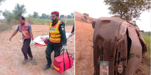 صوفی موڑ کے قریب تیز رفتاری کے باعث کار الٹ گئی 1 شخص جاں بحق 2 زخمی