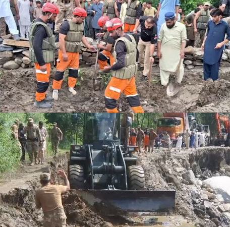 پاک فوج کی انجینئر نگ کور کی شانگلہ اور بونیر میں امدادی کارروائیاں