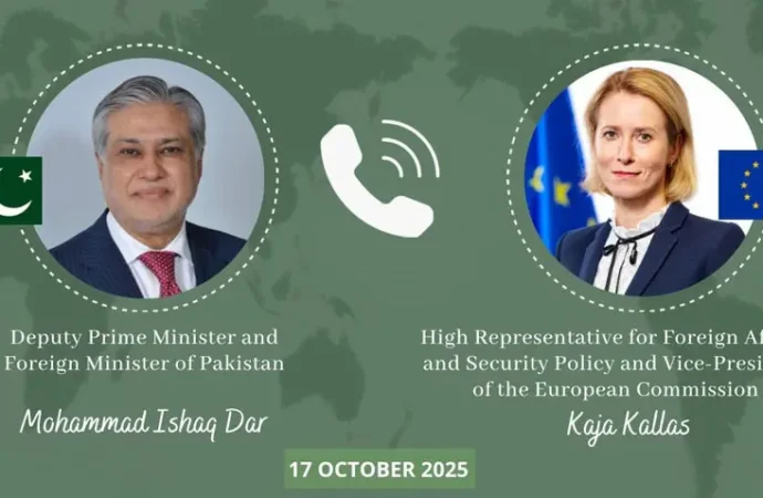 نائب وزیراعظم اور یورپی یونین کی اعلیٰ نمائندہ کے درمیان علاقائی اور عالمی صورتحال پر تبادلہ خیال