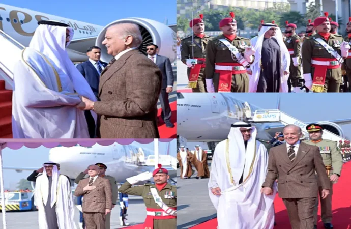 یواے ای کے صدرایک روزہ دورے پراسلام آباد پہنچ گئے