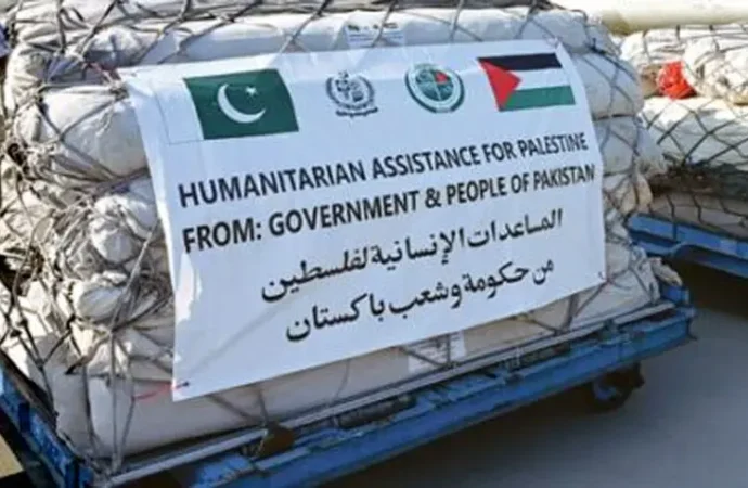 پاکستان نے فلسطینیوں کے لئے 100 ٹن کی امدادی کھیپ روانہ کردی