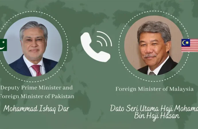 نائب وزیراعظم اور ملائیشیا کے وزیرخارجہ کا مختلف شعبوں میں تعاون مضبوط بنانے کاعزم