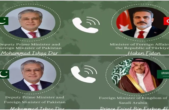 اسحاق ڈار کا ترک اور سعودی وزرائے خارجہ سے رابطہ، افغان جارحیت سے آگاہ کیا