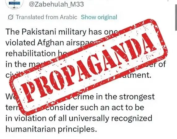 فضائی حدود کی خلاف ورزی سے متعلق نام نہاد ترجمان طالبان حکومت کا بیان حقائق کے منافی ہے:وزارت اطلاعات