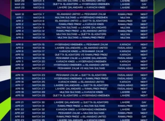 پی ایس ایل 11 کا شیڈول جاری، 26 مارچ سے 3 مئی تک چھ شہروں میں 44 میچز کھیلے جائیں گے