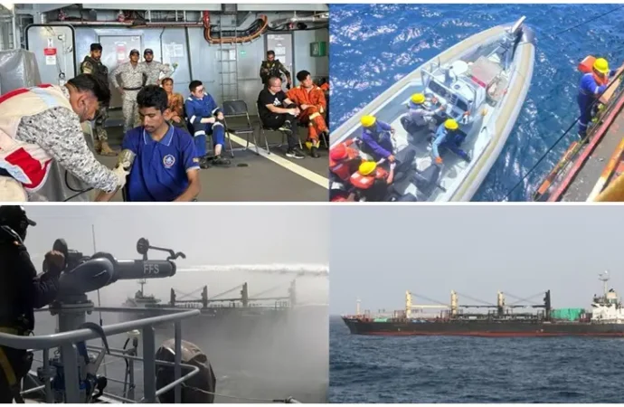 پاک بحریہ نے تجارتی بحری جہاز کے عملے کے اٹھارہ ارکان کو بچا لیا