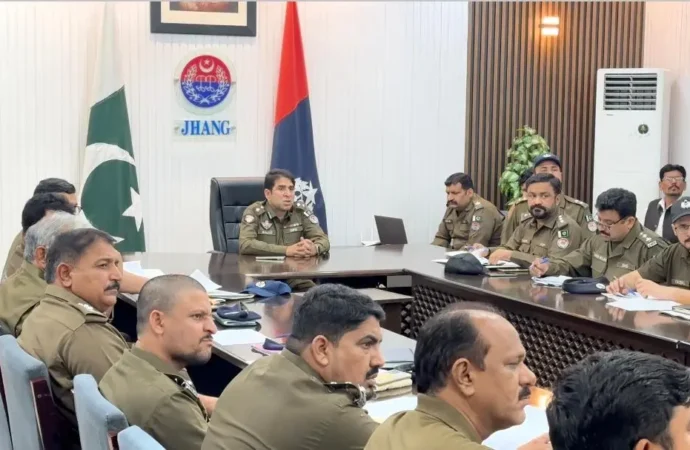 ڈی پی او جھنگ ساجد حسین کی زیرِ صدارت کرائم میٹنگ، جرائم کے خاتمے کیلئے سخت اور فیصلہ کن اقدامات کا اعلان