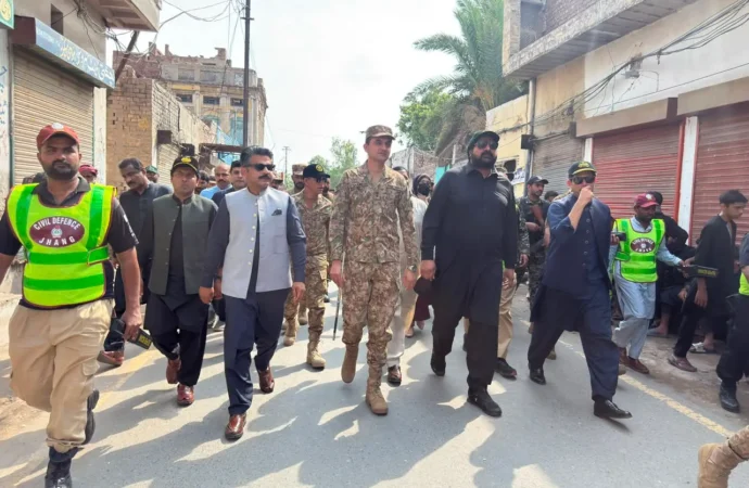 ڈپٹی کمشنر نے چہلم حضرت امام حسینؓ کے موقع پر اور پاک فوج کے افسران کے ہمراہ جھنگ سٹی کے مختلف علاقوں اور جلوس کے روٹس کا دورہ کیا