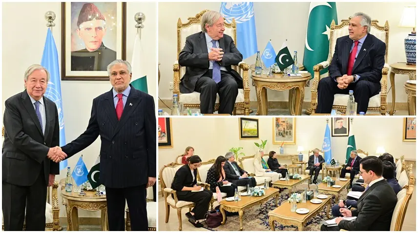 نائب وزیراعظم کی اقوام متحدہ کے سیکرٹری جنرل سے ملاقات، فلسطین، کشمیر و علاقائی امور پر گفتگو